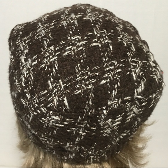 Textured Tweed Hat Covered Buttons Short Brim Visor Beret Retro British Style - Picture 4 of 9